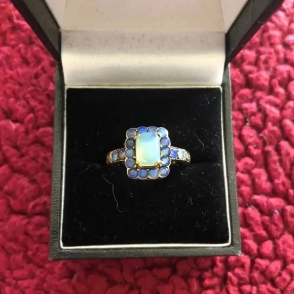 Family,heirloom, antique, art deco, European 14 karat gold fire opal & opal ring - Picture 1 of 6